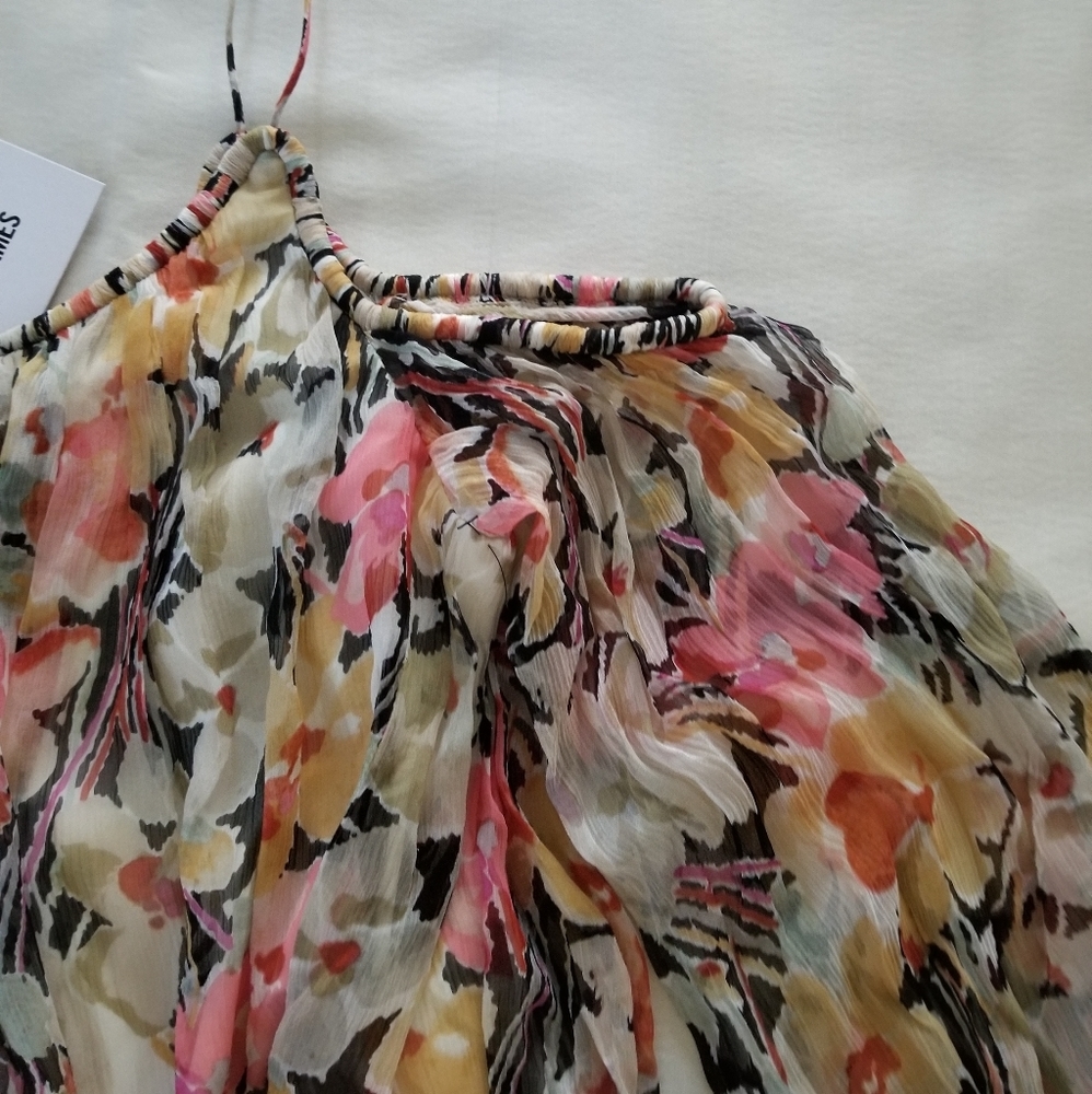 Elizabeth & James Marylin Cold Shoulder Silk Floral Top Size M Medium - Picture 10 of 11